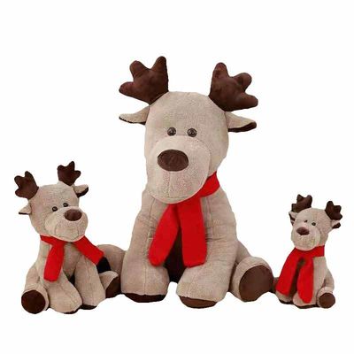 PP Cotton Filled 25cm Red Scarf Christmas Reindeer Plush Toy