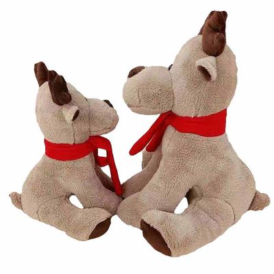 PP Cotton Filled 25cm Red Scarf Christmas Reindeer Plush Toy